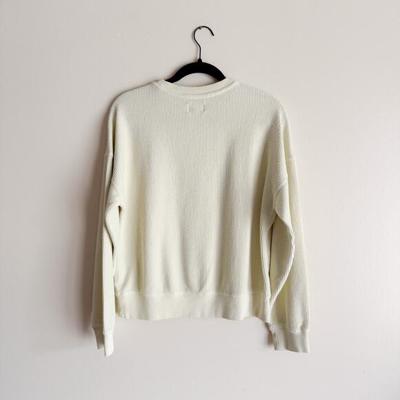 Thread & Supply Light Yellow + Pink Howdy Ribbed Crewneck Sweatshirt - Small - Picture 6 of 7